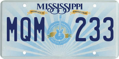 MS license plate MQM233