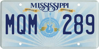 MS license plate MQM289