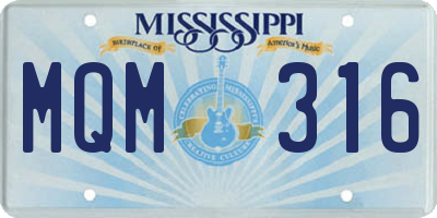 MS license plate MQM316