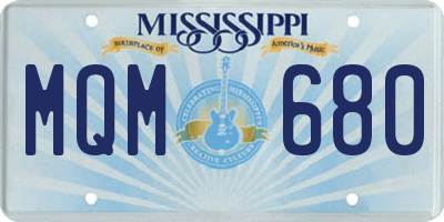 MS license plate MQM680