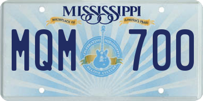 MS license plate MQM700