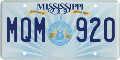 MS license plate MQM920