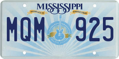 MS license plate MQM925