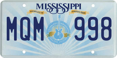 MS license plate MQM998