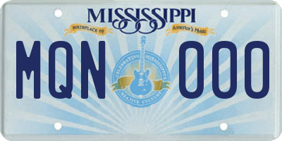 MS license plate MQN000