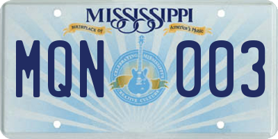 MS license plate MQN003