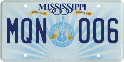 MS license plate MQN006