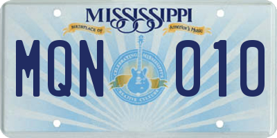 MS license plate MQN010