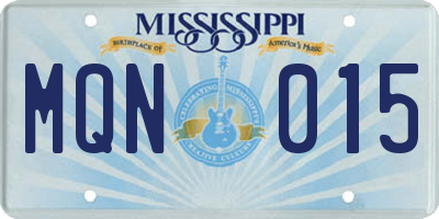 MS license plate MQN015