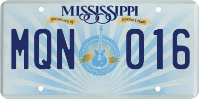 MS license plate MQN016