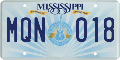 MS license plate MQN018