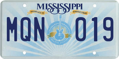 MS license plate MQN019