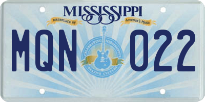 MS license plate MQN022