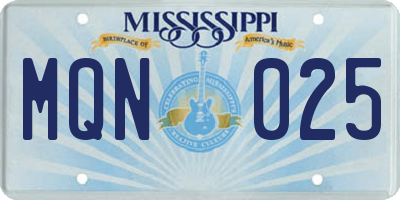 MS license plate MQN025