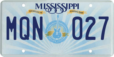 MS license plate MQN027