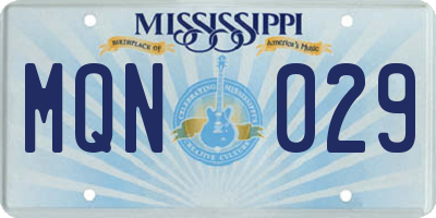 MS license plate MQN029