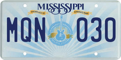MS license plate MQN030