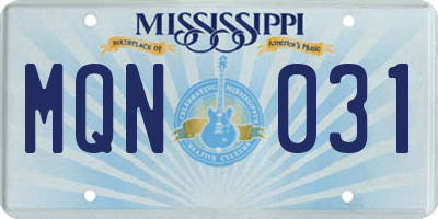 MS license plate MQN031