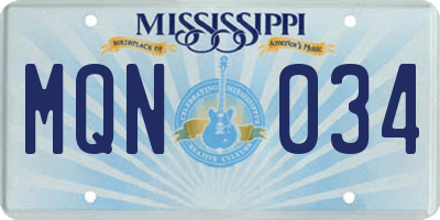 MS license plate MQN034