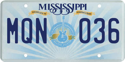 MS license plate MQN036