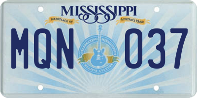 MS license plate MQN037