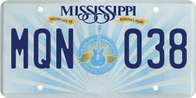 MS license plate MQN038