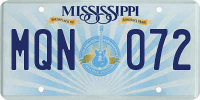 MS license plate MQN072