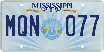 MS license plate MQN077