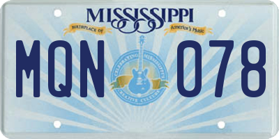 MS license plate MQN078