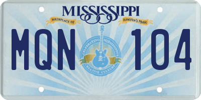 MS license plate MQN104