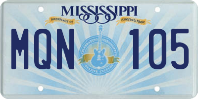 MS license plate MQN105