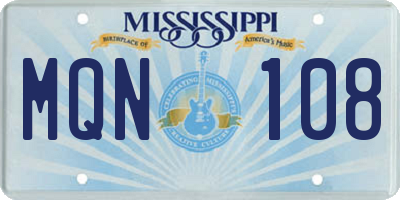 MS license plate MQN108