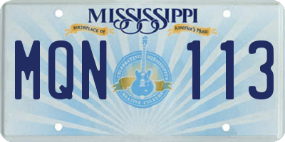 MS license plate MQN113