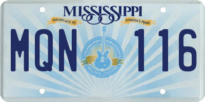 MS license plate MQN116