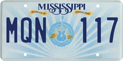 MS license plate MQN117