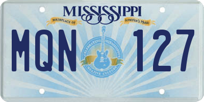 MS license plate MQN127