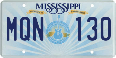MS license plate MQN130