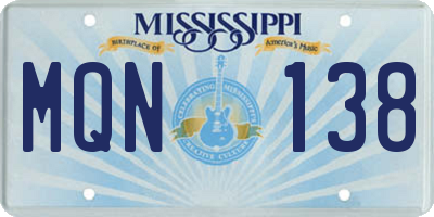 MS license plate MQN138