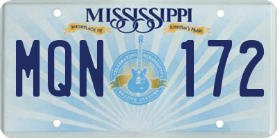 MS license plate MQN172