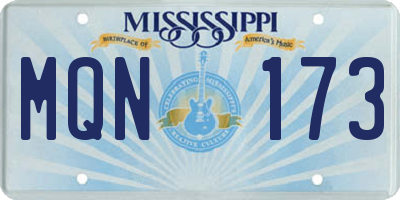 MS license plate MQN173