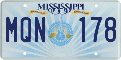 MS license plate MQN178