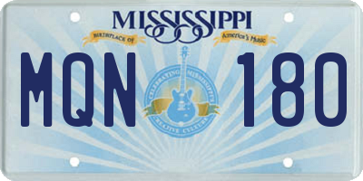 MS license plate MQN180