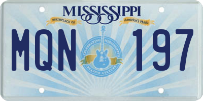 MS license plate MQN197