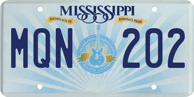 MS license plate MQN202