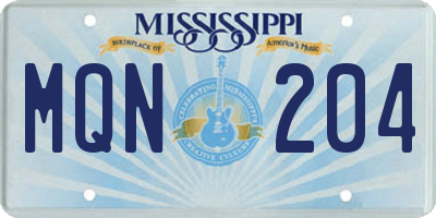 MS license plate MQN204