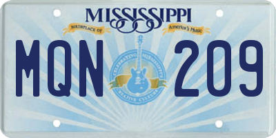MS license plate MQN209