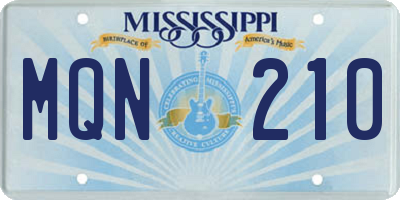 MS license plate MQN210