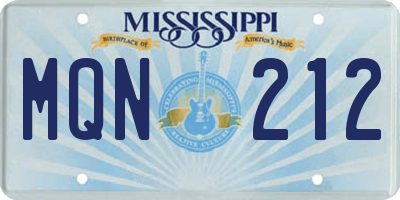 MS license plate MQN212