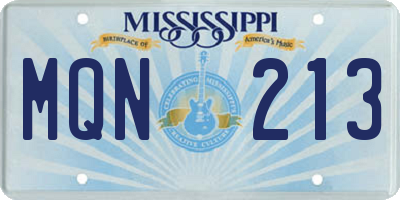 MS license plate MQN213