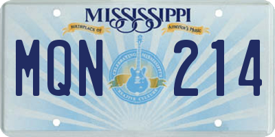 MS license plate MQN214
